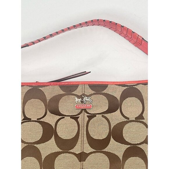 Coach Chelsea Brown Signature C Canvas Shoulder Bag Orange Leather M1120-18903 - Picture 4 of 8